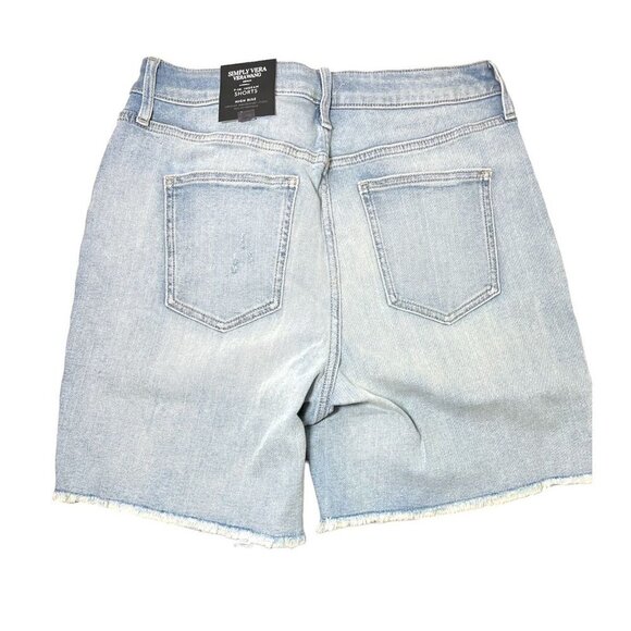 Simply Vera Wang Womens High Rise Light Distressed Bermuda Jean Shorts Sz 14 New - Picture 4 of 11